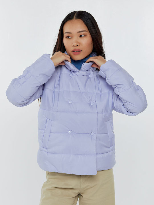 Women's Short Lifestyle Jacket for Winter Lilac