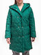 Lang Damen Puffer Jacke für Winter Green