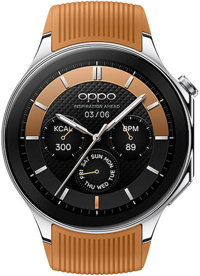 Oppo Oppo Watch X Stainless Steel 47mm Waterproof with Heart Rate Monitor Mars Brown M/L