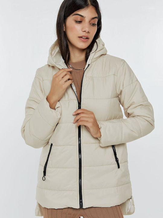 Scurtă Jachetă de femei Puffer Beige
