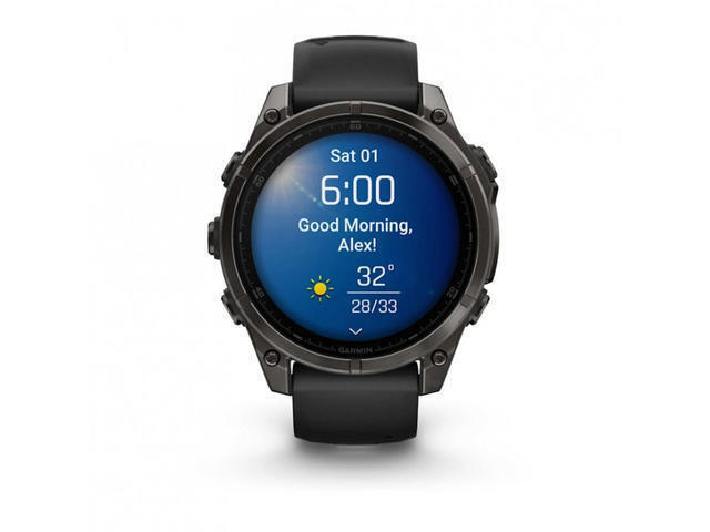 Garmin Fenix 8 Titanium 47mm Αδιάβροχο Smartwatch με Παλμογράφο (Sapphire, Carbon Grey Dlc Titanium With Black/pebble Grey Silicone Band)