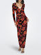 Maxi Evening Dress with Mesh Black Coffee Multicolour