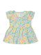 Kid Dress Large Flowers + Mint Bow