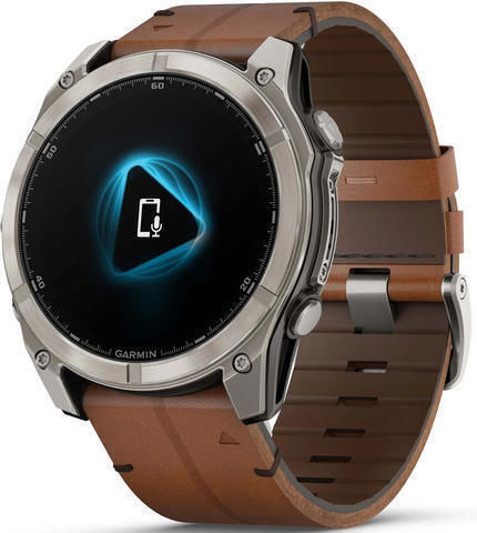 Garmin Fenix 8 Titanium 51mm Waterproof Smartwatch with Heart Rate Monitor (Sapphire, Titanium with Chestnut Leather Band)