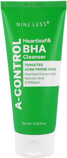 Nine Less A-control Heartleaf & Bha Cleanser 120 Ml Gel Καθαρισμού