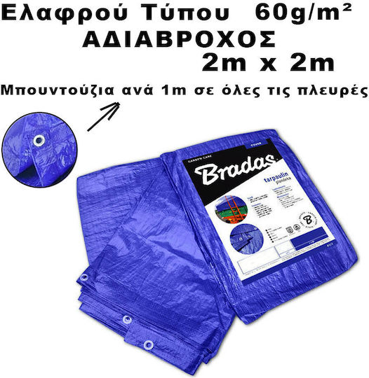 Bradas Waterproof Tarpaulin 60gr/m² 2x2m. Light Type Blue