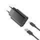 Wiwu Φορτιστής με Θύρα USB-A και Θύρα USB-C και Καλώδιο USB-C 20W Power Delivery Μαύρος (U002)