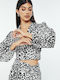 Damen Crop Top mit V-Ausschnitt Tierdruck Animal Print