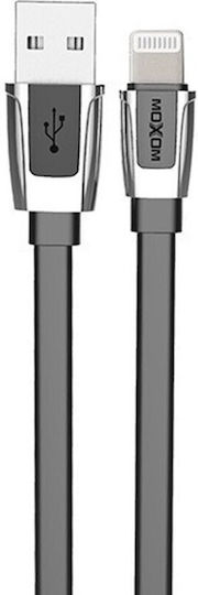 Moxom Flat / Braided USB-A to Lightning Cable Μαύρο 1m