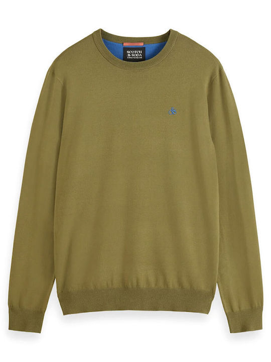 Scotch & Soda Crewneck Pulover Bărbătesc cu Mânecă Lungă Moss Green