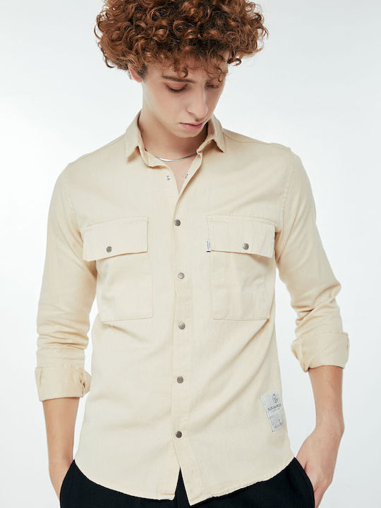 Langärmlig Jeans Hemd Beige