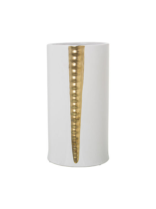 Vase Alexandra House Living White Gold Ceramic 16 X 16 X 29 Cm