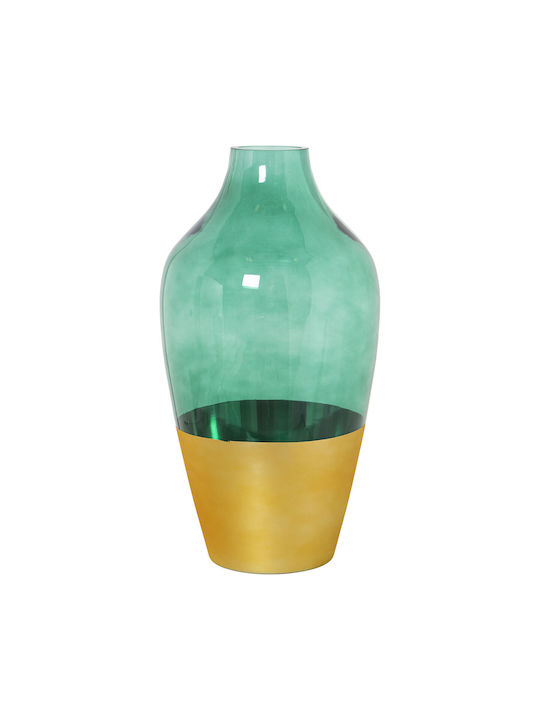 Alexandra House Living Vase Green Gold Crystal 17 X 17 X 32 Cm