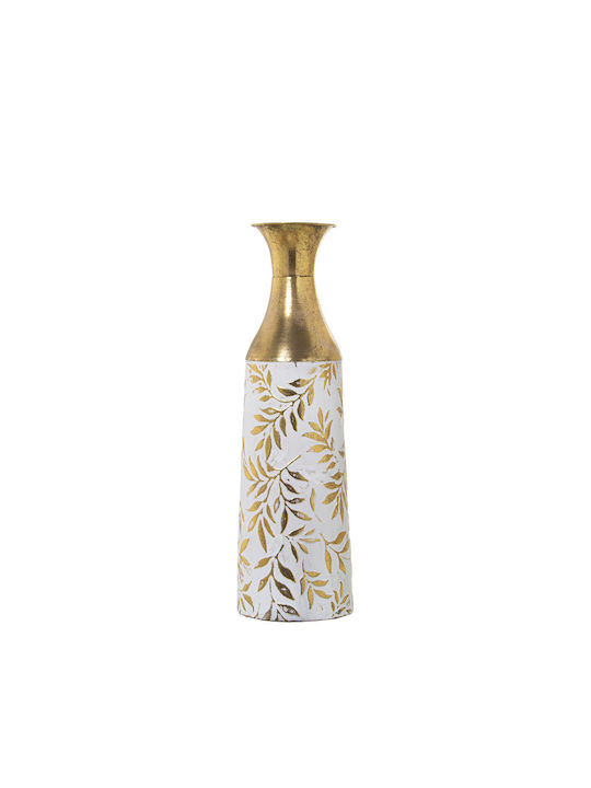 Alexandra House Living Floor Vase White Gold Metal 14 X 14 X 48 Cm