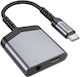 Hoco Aux 2in1 Конвертор USB-C мъжки към 3.5mm женски Сив 1бр