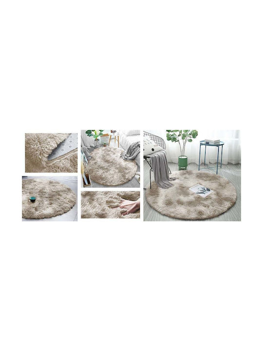 Rug Round Shaggy Beige