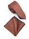 Legend Accessories Oxford Σετ Ανδρικής Γραβάτας Μονόχρωμη Κεραμιδί με Μαντήλι