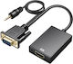 Vga Male To Hdmi Female Adapter High Definition 3.5mm Jack