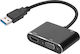 Usb Hub Adapter To Hdmi Vga Female Input 3.5mm Jack Full Hd 1080p Black