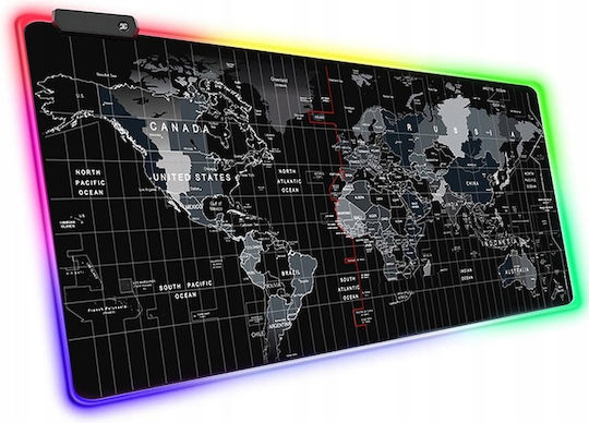 Mouse Pad Zola Rubberized Gaming Map World Colored Led 7 Colors 4 Lighting Modes