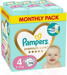 Pampers Scutece cu bandă adezivă Premium Care Nr. 4 pentru 9-14 kgkg 174buc