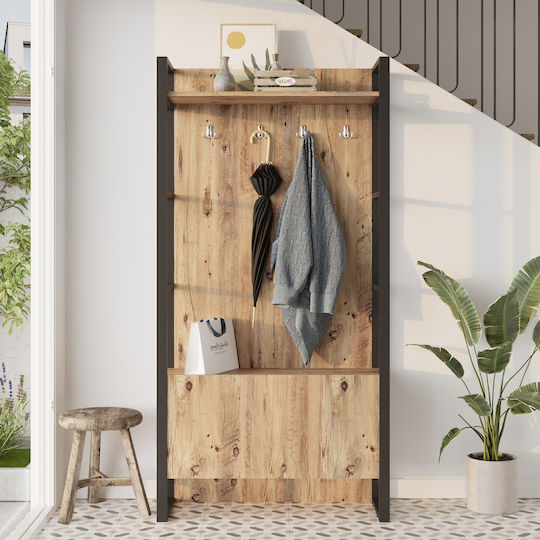 Aberdeen Мебели за антре със Закачалка Бор/антрацит 90x34x180 см