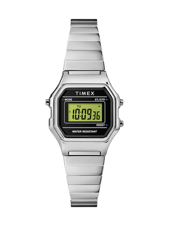 Timex Ceas Digital Dama 27mm Cronograf Cu Baterie Cu Brățară Metalică Argintie