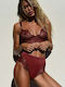 Merry See Spitzen Unterwäsche-Set für Damen BH mit Slip mit hoher Taille Burgundisch