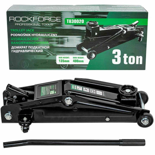 Rockforce Υδραυλικός Καροτσόγρυλος με Δυνατότητα Ανύψωσης έως 38εκ. και Φορτίο Βάρους έως 3 Τόνους