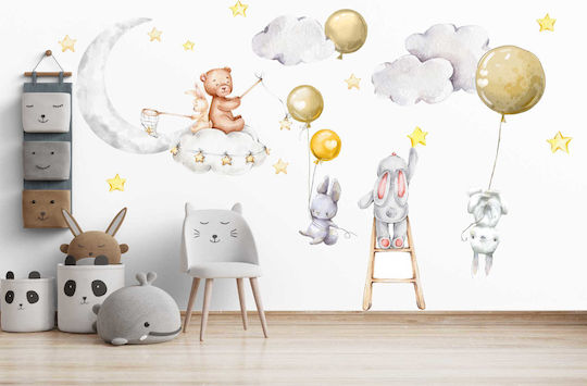 Kindersticker Palette Tiere Bären Hasen Ballons Wolken 60x120