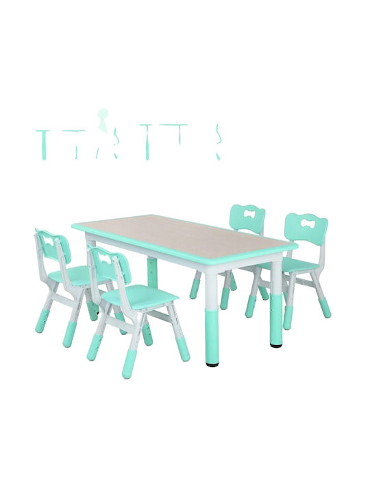 Kids Table and Chairs Set for Painting made of Plastic Green