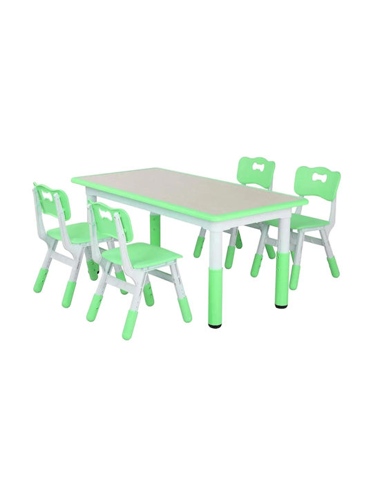 Kids Table and Chairs Set for Painting made of Plastic Green