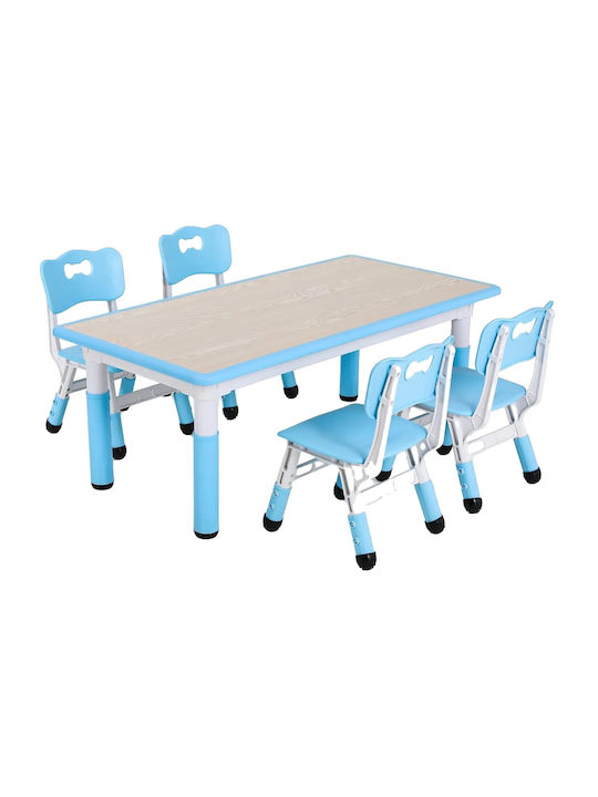 Kids Table and Chairs Set for Painting made of Plastic Blue