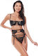Boss Of Toys Daisy Sexy Σετ Εσωρούχων με Δαντέλα & Ζαρτιέρες Μαύρο 3τμχ