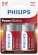 Set 2 Philips Lr20 D Batteries Power Alkaline