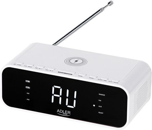 Adler Ceas De Masă Digital Din Plastic Cu Ceas Deșteptător Radio Și Încărcare Wireless Alb LCH-AD1192W