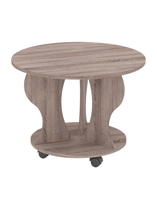 Round Side Table Ring with Wheels Gray L70xW70xH48cm