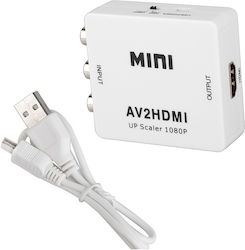 Мини AV RCA към HDMI VGA Zola Full HD 1080p стерео видео аудио USB захранващ кабел бял Мини AV RCA към HDMI VGA Zola Full HD 1080p стерео видео аудио USB захранващ кабел бял