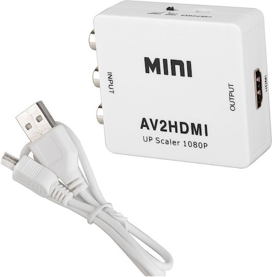 Mini Av Rca La Hdmi Vga Zola Full Hd 1080p Stereo Video Audio Usb Cablu De Alimentare Alb