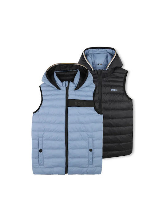 Hugo Boss Kids Casual Jacket Sleeveless Double Sided with Lining & Hood Blue