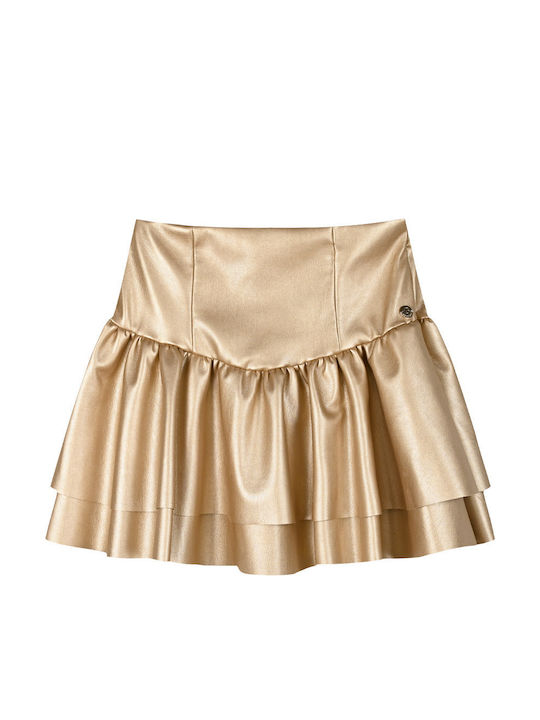 Kids' Leather Skirt Gold