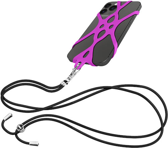 Universal Smartphone Cord Silicone Extendable Adjustable 90cm Purple