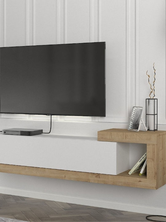 TV Stand White - Sapphire Oak L150xW29.6xH38.6cm