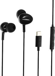 Wired Usb-c Headphones Quality Stereo Sound Remote Control Microphone Black
