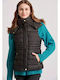 Women's Short Puffer Jacket for Winter with Detachable Hood Black