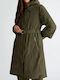 Imbottito Women's Long Puffer Jacket for Winter Khaki