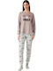 Minerva Winter Women's Pyjama Set Chocolate Sheeps