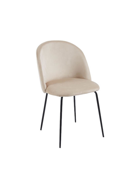 Iris Chair H77x48x52cm Beige Black Metal Legs