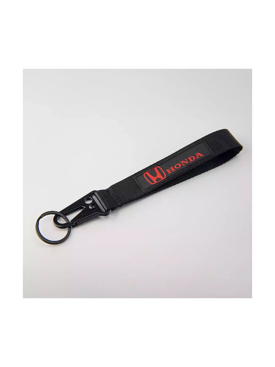 Fabric Keychain Honda Black-Red