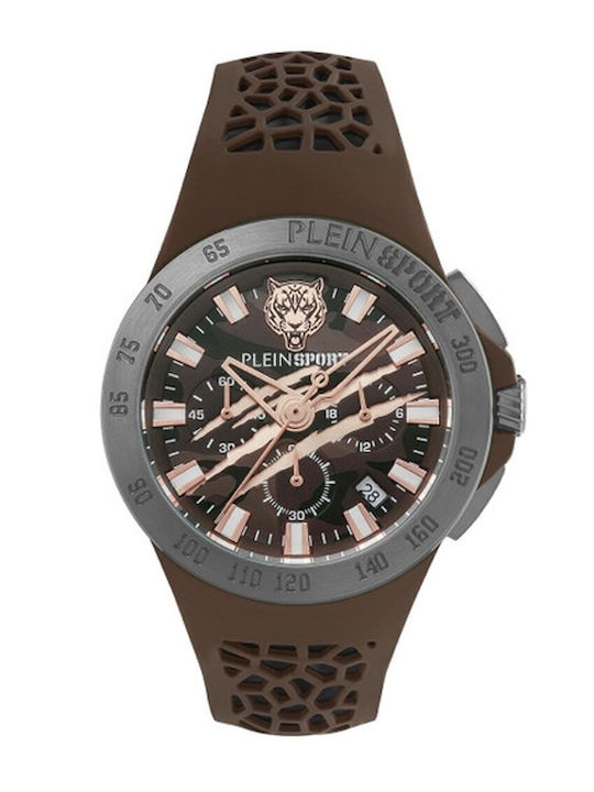 Philipp Plein Plein Sport Thunderstorm Ανδρικό Ρολόι Μπαταρίας με Καφέ Δερμάτινο Λουράκι